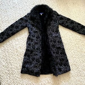 Mystique fur lined coat with flower detail